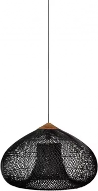 Lampe suspendue en rotin naturel pour plafond - 40 cm - noir