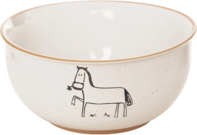 Farm Ceramic Bowl with Horse Motif, 13.5 cm