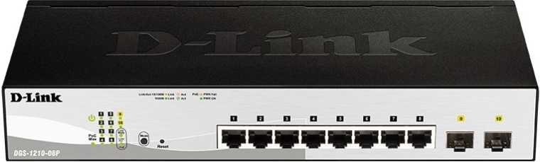 D-Link DGS‑1210‑08P Gigabit PoE Smart Switch 8× RJ‑45 und 2× SFP