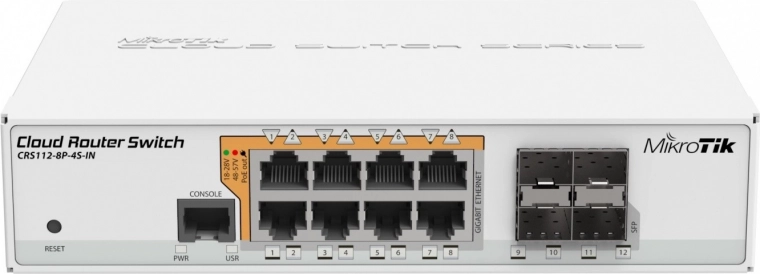 PoE switch MikroTik CRS112-8P-4S-IN met 8xGbE en 4xSFP