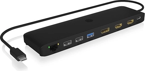 Station d’accueil USB‑C Icy Box 12‑en‑1 avec triple sortie vidéo, HDMI, DisplayPort, LAN et USB