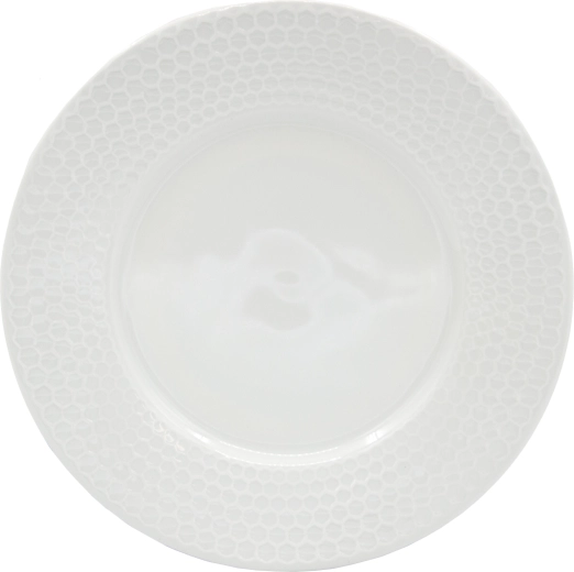 Dessertteller Honeycomb 20 cm aus Porzellan, weiß