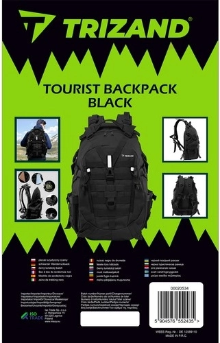 Taktischer Touristenrucksack Trizand schwarz XL 25 l