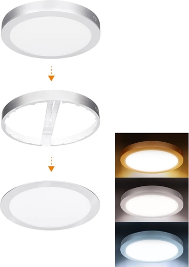 Solight LED mini paneel voor de badkamer 2-in-1 rond 24 W IP54 3CCT zilverkleurig