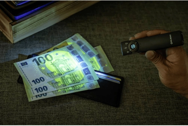 UV light for checking banknotes and documents