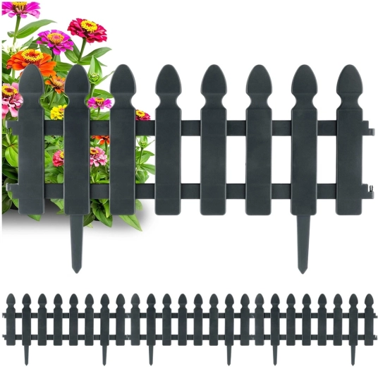 Garden border fence gray 49 × 21 cm, set of 4 pcs