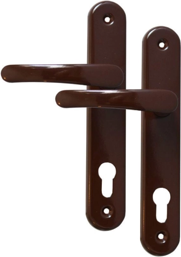 MICHAELA door hardware handle with key, brown, 90 mm spacing