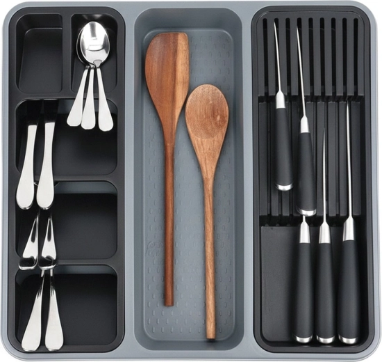 Orion gray cutlery organizer for drawer 40 × 40 cm