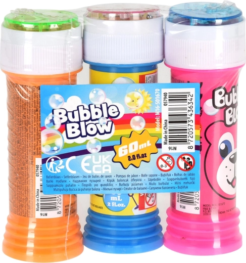 Seifenblasen 60 ml – Farbmix, Set 3 Stk.
