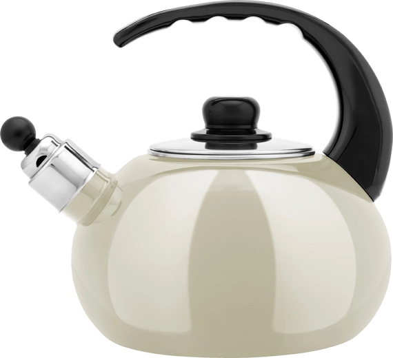 Geëmailleerde theeketel voor op het fornuis 2,5 l crème