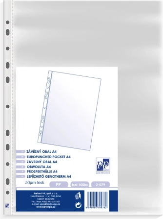 Prospekthülle A4 aus Polypropylen, glänzend, 45 Mikron