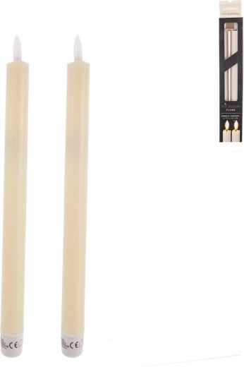 Lot de deux bougies LED beiges 25 cm
