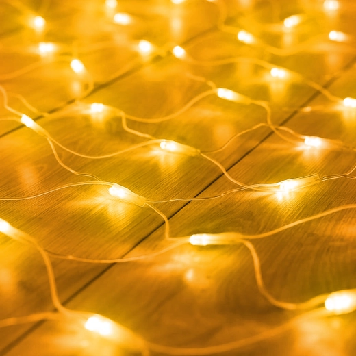 LED-lichtnet met 100 warmwitte leds en afstandsbediening, 1,5 × 1,5 m