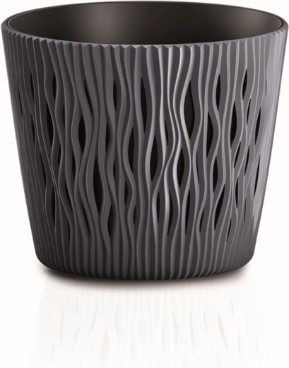 Blumentopf Sandy Round mit Einsatz anthrazit