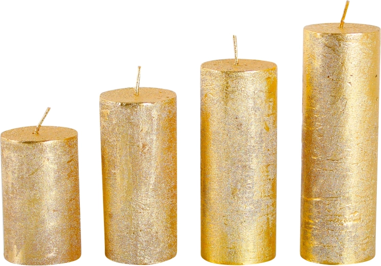 Rustic Provence Advent Candles, Gold, 4 pcs