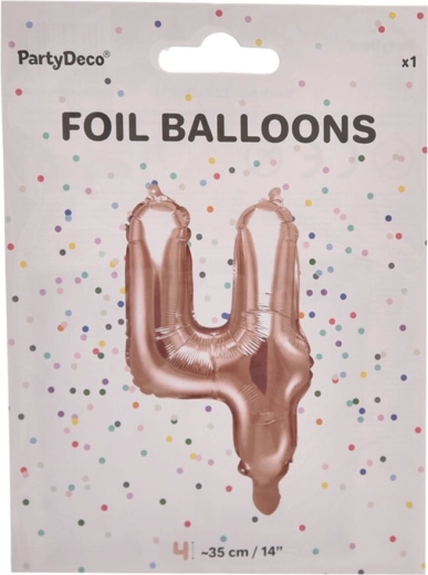 Ballon en aluminium chiffre 4 rose perlé 35 cm