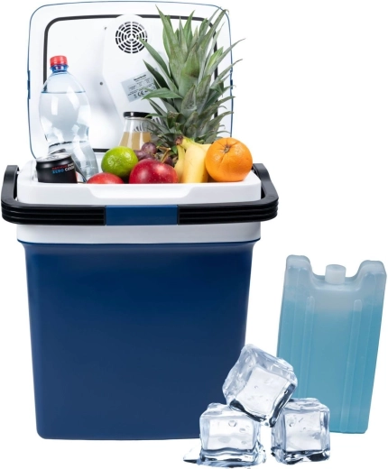 Portable Car Cooler Box with Heating Function, 29 L, Blue