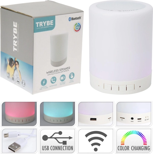 Draadloze Bluetooth-luidspreker met licht, wit