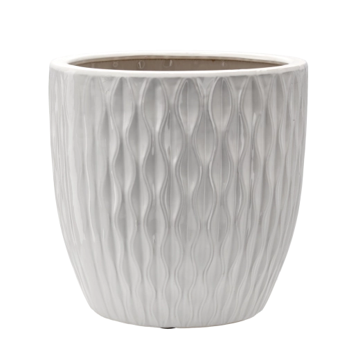 Ceramic flower pot cover 39 × 39 × 39 cm white gloss