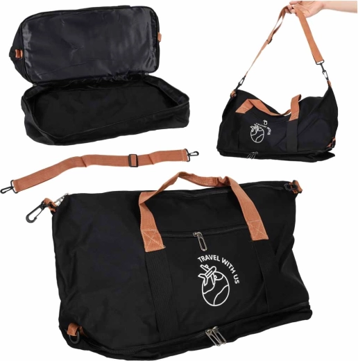 Sac de voyage et de sport noir avec compartiment inférieur séparé