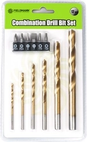 Set van 6 metaalboren en 6 bits (plat, kruiskop)
