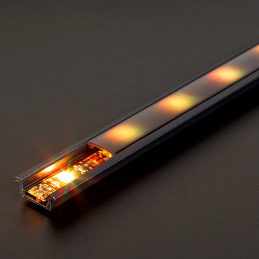 Schwarzes eingelassenes Aluminium-U-Profil für LED-Streifen, 1000 mm