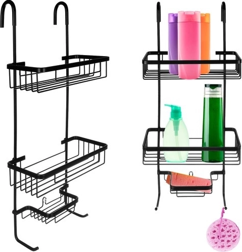 Black hanging shower shelf