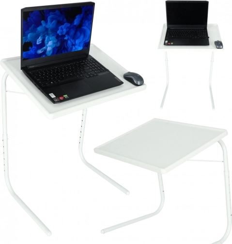 Table pliante réglable pour ordinateur portable 52 × 40 cm blanc