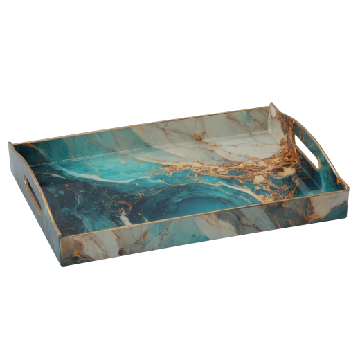 Decorative rectangular tray with resin effect 37.5 × 27.5 × 6 cm - 1 piece