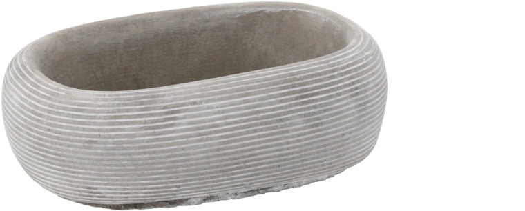 Gray cement flower bowl 25 × 17.5 × 10 cm