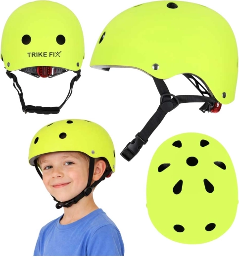 Trike Fix kids’ cycling helmet with LED, adjustable, size S 48–54 cm, light green