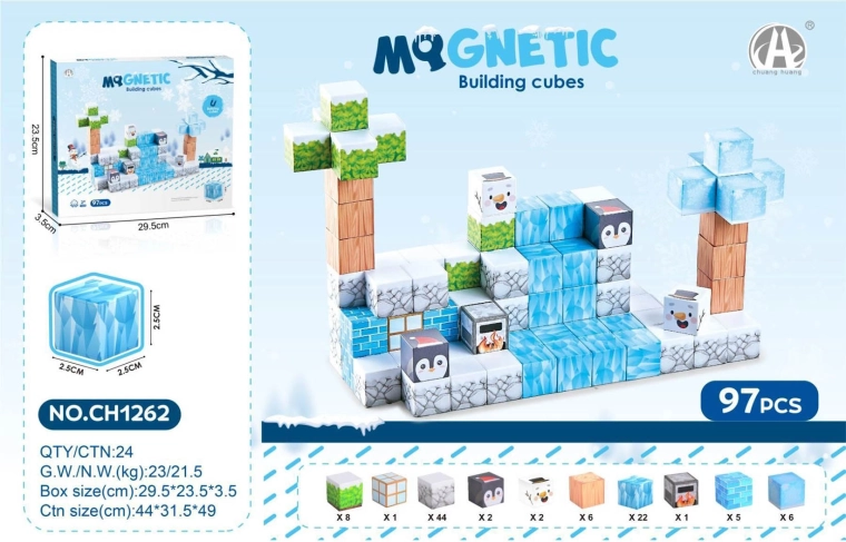 Set of magnetic 3D cubes for children 97 pcs