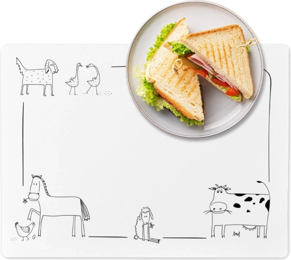 Tapis de table pratique avec motif d’animaux 35 × 25 cm