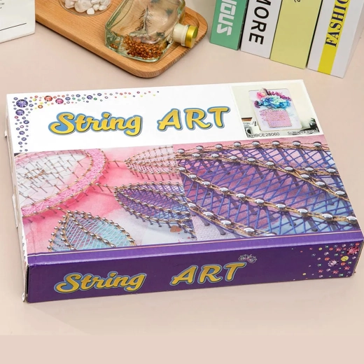 String Art Creative Set with LED in Frame 21 × 30 cm – Crescent Moon