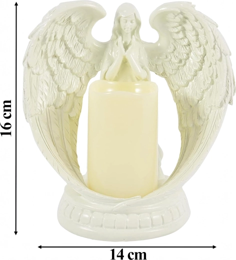 Decoratieve engel met LED-kaars 16 cm
