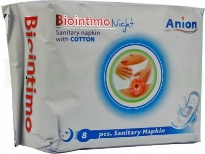 Biointimo Anion nachtelijk maandverband met vleugels 8 stuks
