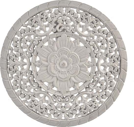 Mandala houten wanddecoratie wit 35 cm