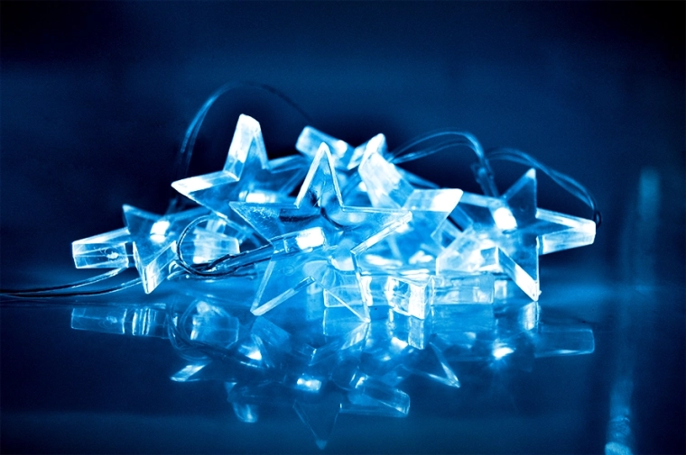 Solight LED-kerstverlichting met sterren 1,5 m, 10 LED's, blauw licht