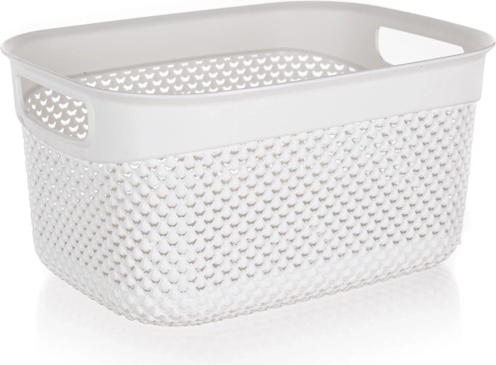 Kunststof opbergmand rattan wit 23 × 17 × 12 cm, 3,3 l