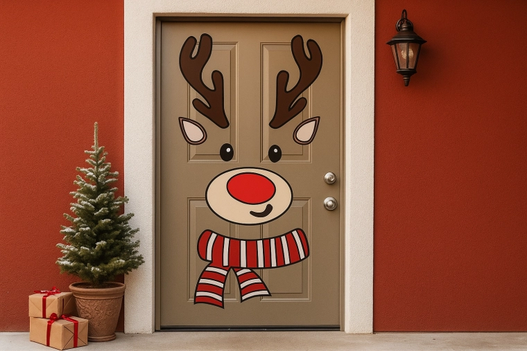 Cute reindeer on your door in minutes