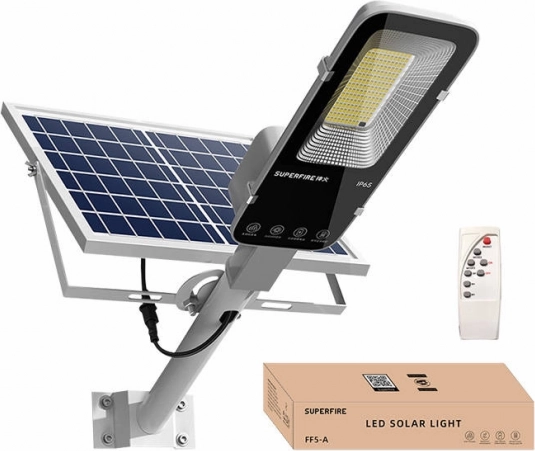 lampe de rue solaire Superfire 63 W, 500 lm, avec télécommande