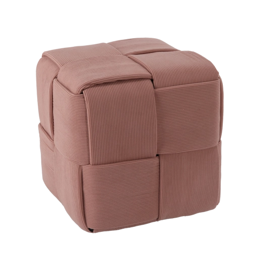 Roze gebreide poef kubus 39 × 39 × 39 cm