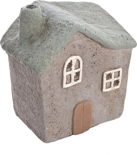 Decorative polyresin house in grey