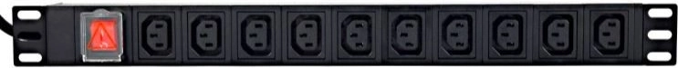 Rack-voedingslijst PDU 10x C13 1U 16A 2 m
