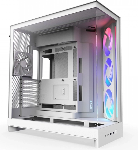 Boîtier NZXT H9 Flow RGB Midi Tower avec fenêtre, blanc