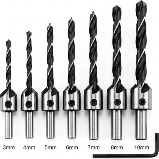 Ensemble de forets avec fraisoir pour bois 3–10 mm