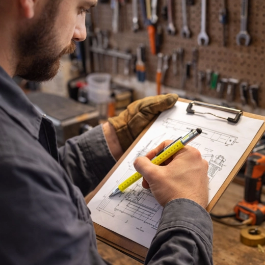 Duurzame metalen afwerking voor werkplaats en kantoor