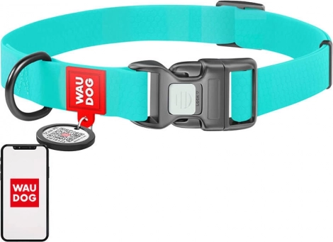 Wasserdichtes leuchtendes Hundehalsband mit QR-Pass WAUDOG