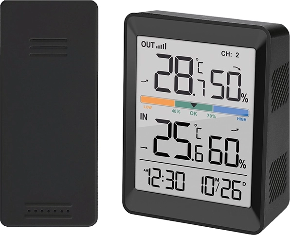 Solight digitales Thermometer und Hygrometer mit kabellosem Sensor