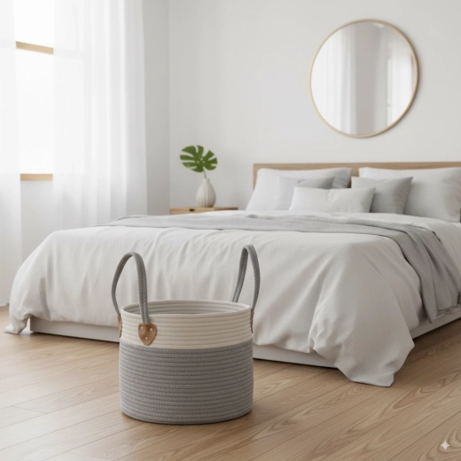 Panier rond de rangement pour linge et jouets 35 × 30 cm – gris